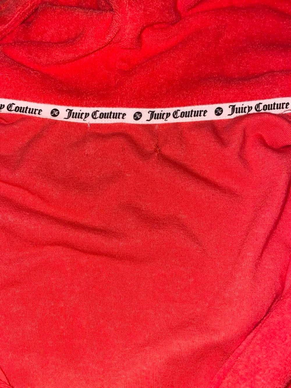 Juicy Couture W Red Terry Hoodie Sweater Jacket Y2K Hibiscus Flower Print - Picture 5 of 6